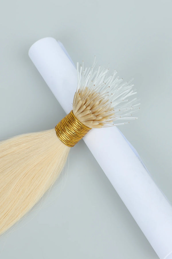 Nano Ring Haarverlängerungen Flexibel F-Tipp 613# Blond Gerade 