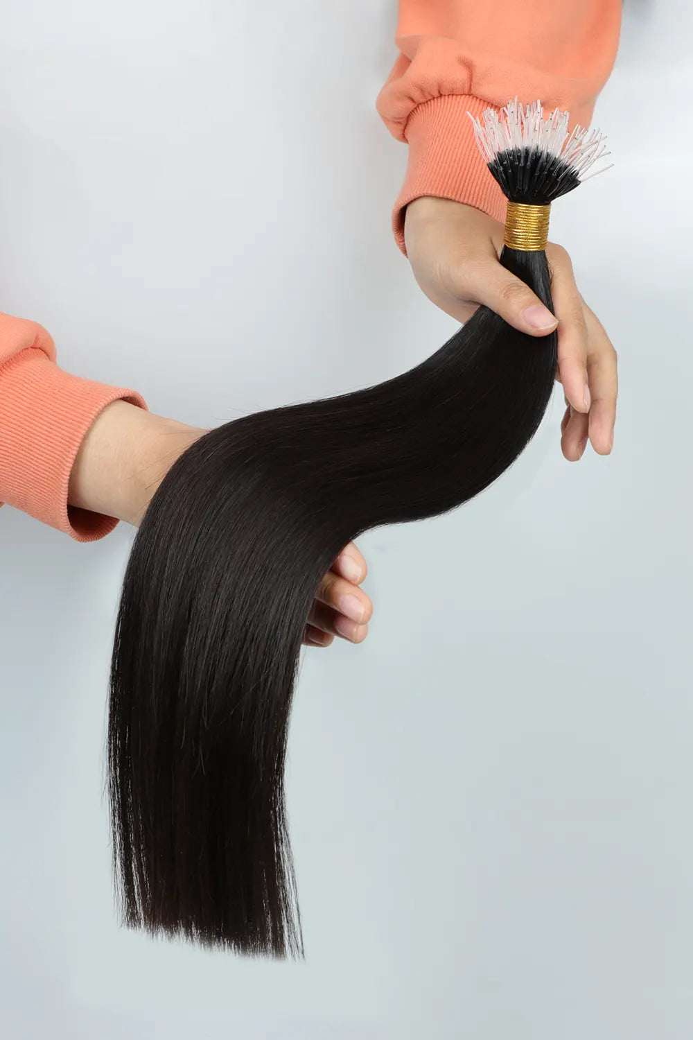 Nano Ring Hair Extensions Flexible F-Tip Black Straight 24