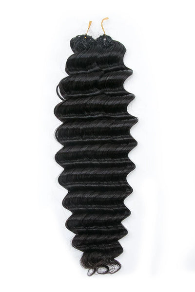 Double Drawn Feather Crochet Hair Extension Deep Wave Human Hair FE21