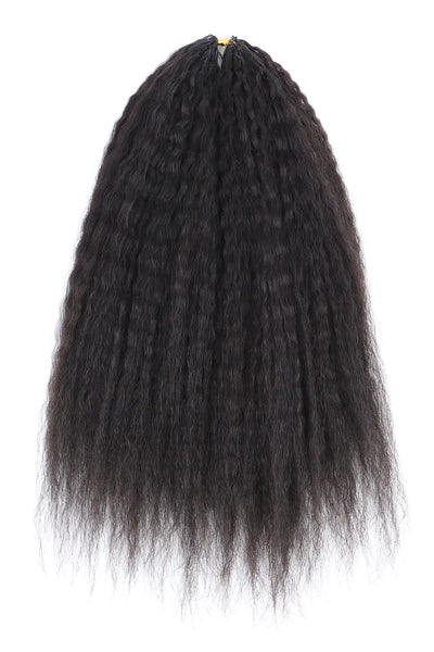 Double Drawn Feather Crochet Hair Kinky Straight Human Hair FE29