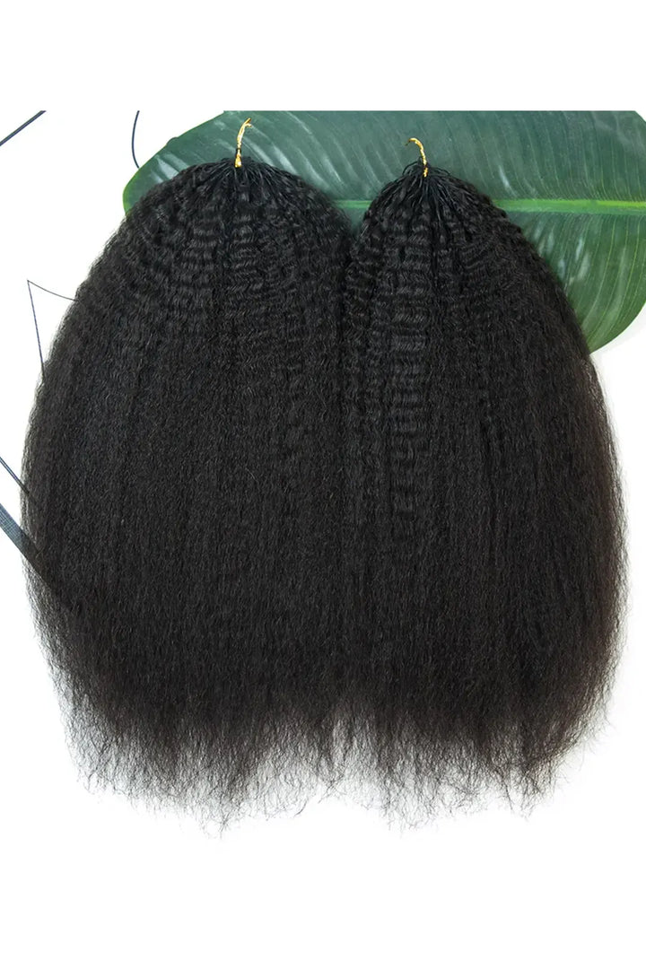 Feather Crochet Hair Extension Kinky Straight Human Hair Double-Strand