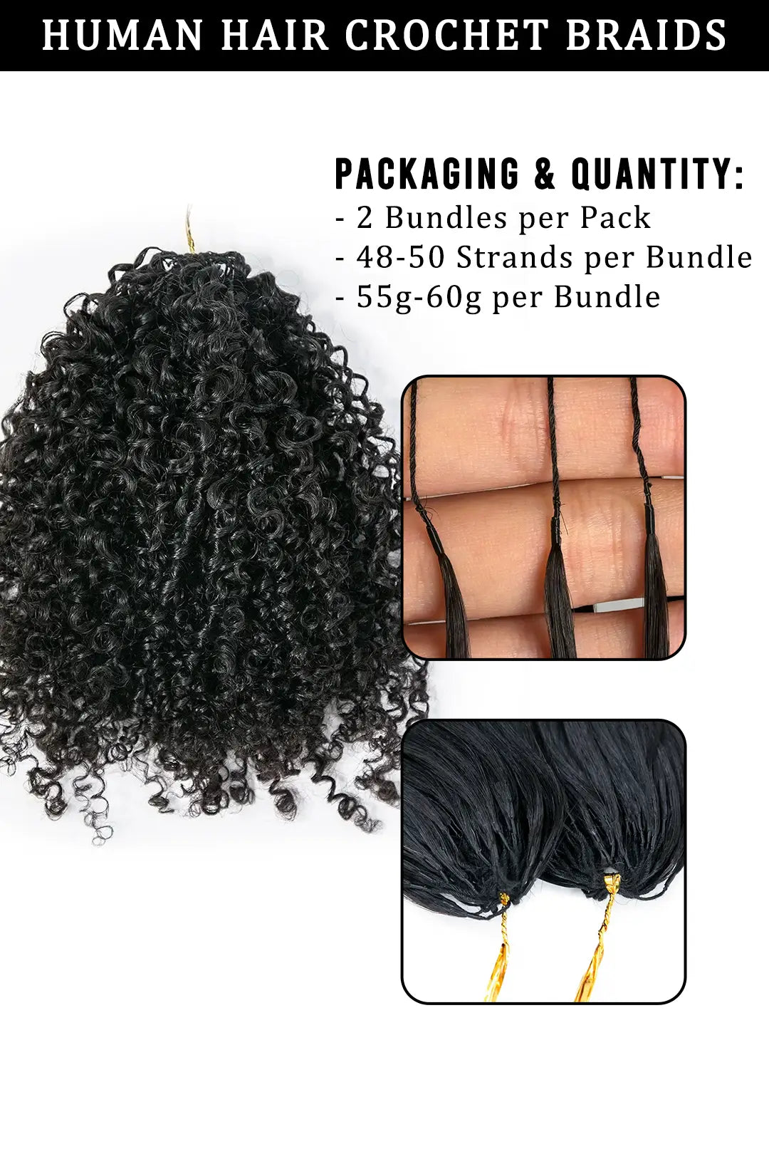 Feather Crochet Hair Extension Tight Curly Human Hair Double-Strand 3