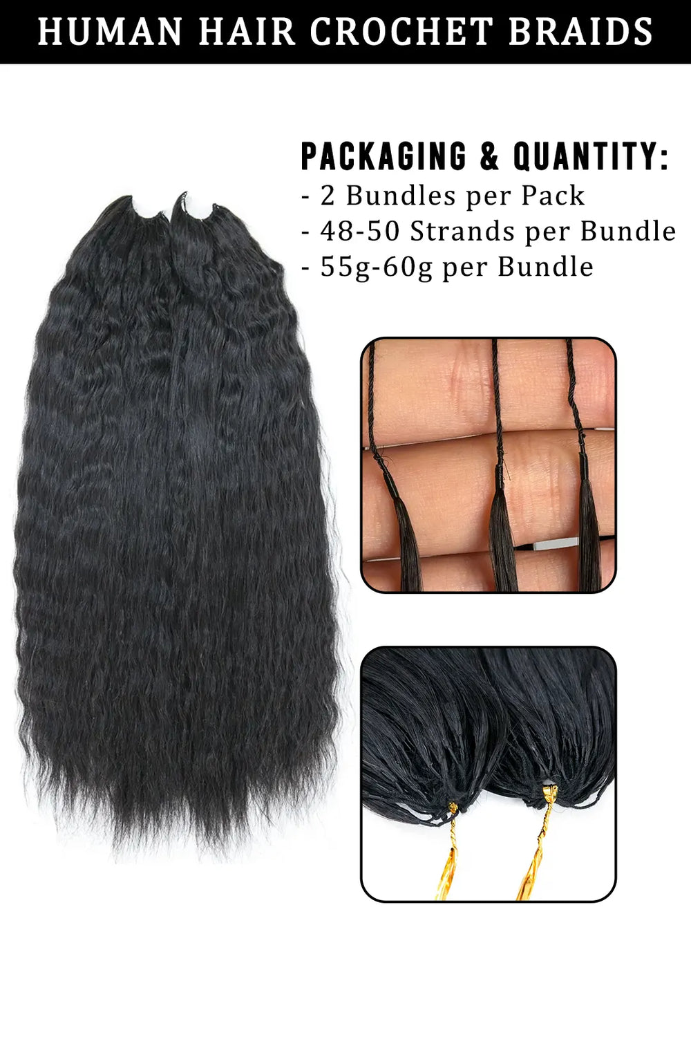 Feather Crochet Hair Extension Wet and Wavy Human Hair Double-Strand 1