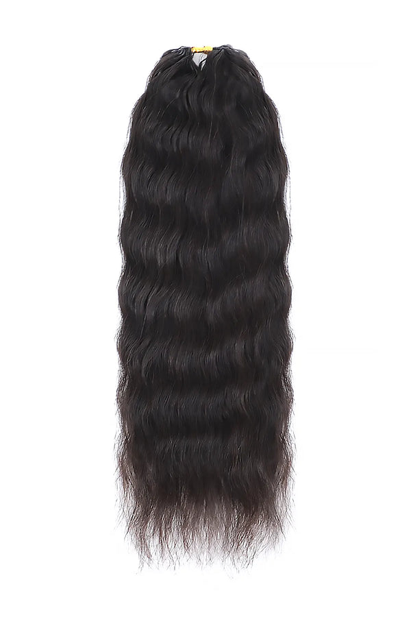 Extensión de cabello humano ondulado y mojado de ganchillo con plumas FE26, 60 g