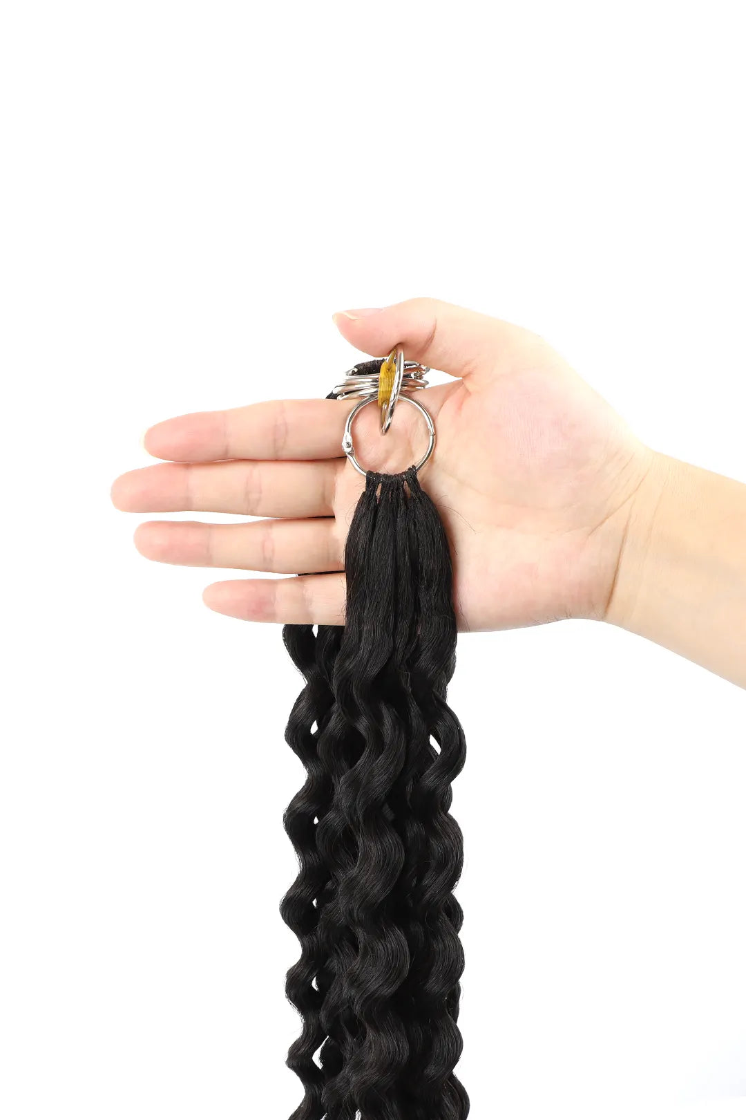 Feather Line Hair Extensions Burmese Curly Single-Strand with Loop 2