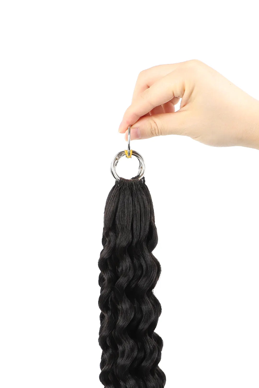 Feather Line Hair Extensions Burmese Curly Single-Strand with Loop 1