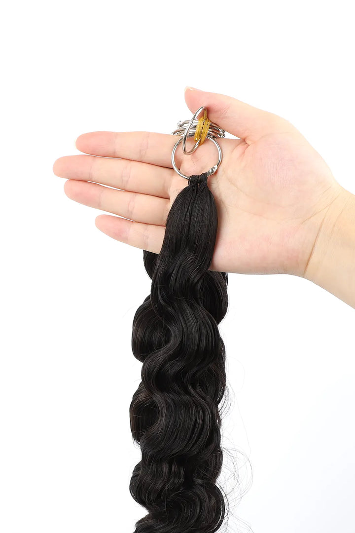 Feather Line Hair Extensions Deep Wave Single-Strand with Loop 3