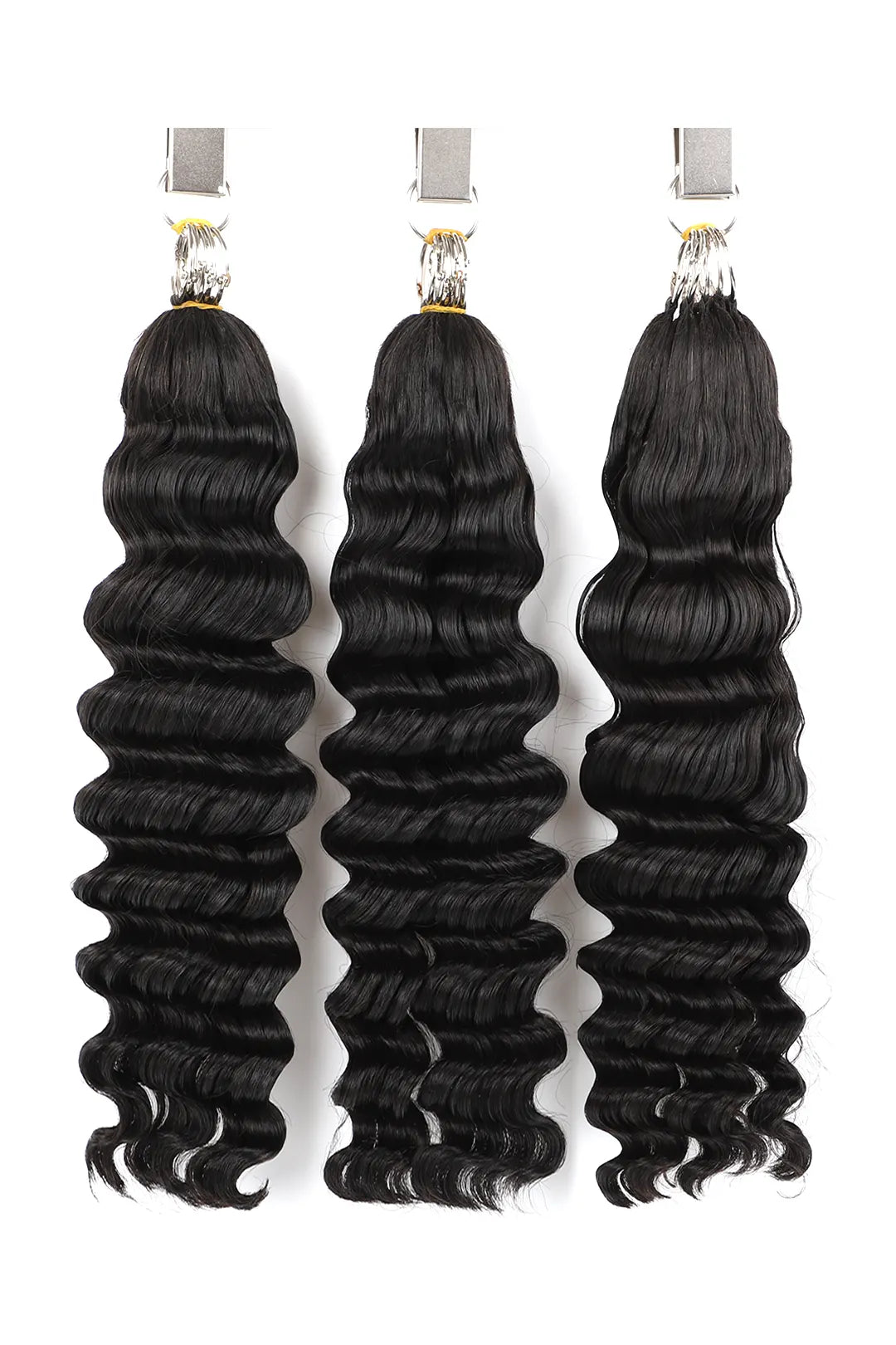 Feather Line Hair Extensions Deep Wave Single-Strand with Loop 2