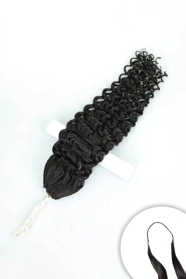 Extensions de cheveux bouclés profonds faits à la main en plumes 100 % cheveux humains Remy noirs