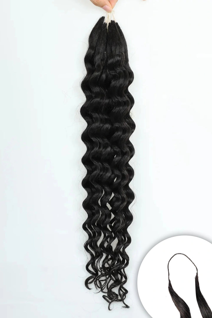Deep Wave Feather Tip Hair Extensions 100% Black Remy Human Hair