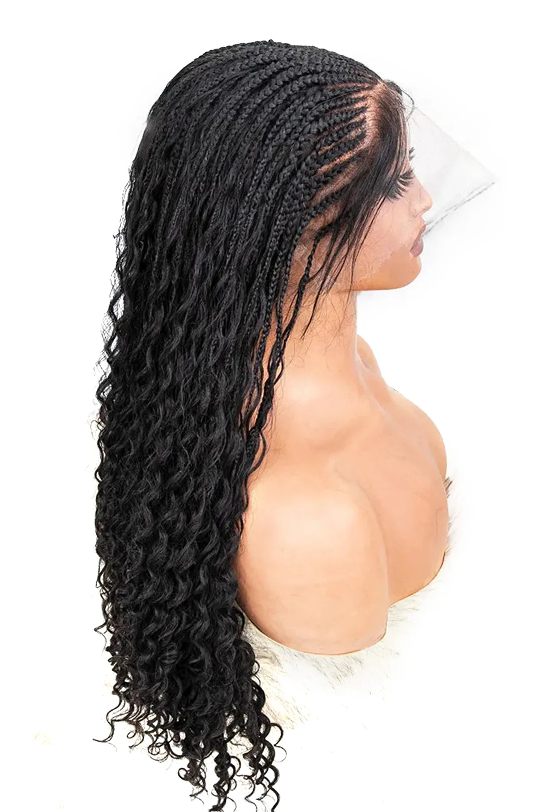 Fulani Braids Full Lace Wig Knotless Bohemian Style Human Hair 2