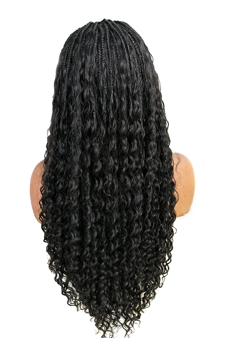 Fulani Braids Full Lace Wig Knotless Bohemian Style Human Hair 3