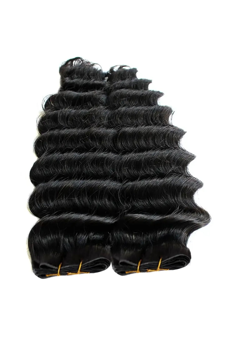 Genius Weft Hair Extensions Deep Wave Natural Black Virgin Hair 2