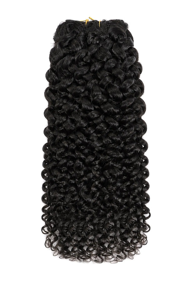 Extensiones de cabello Genius Weft, cabello virgen negro ondulado con agua