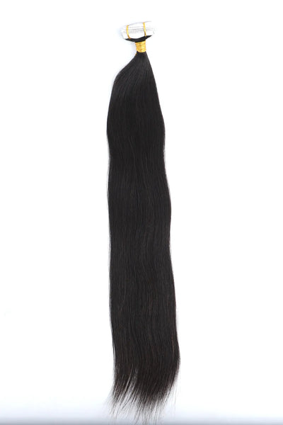 Ygwigs Hand Tied Straight Tape-In Hair Extensions Straight Black