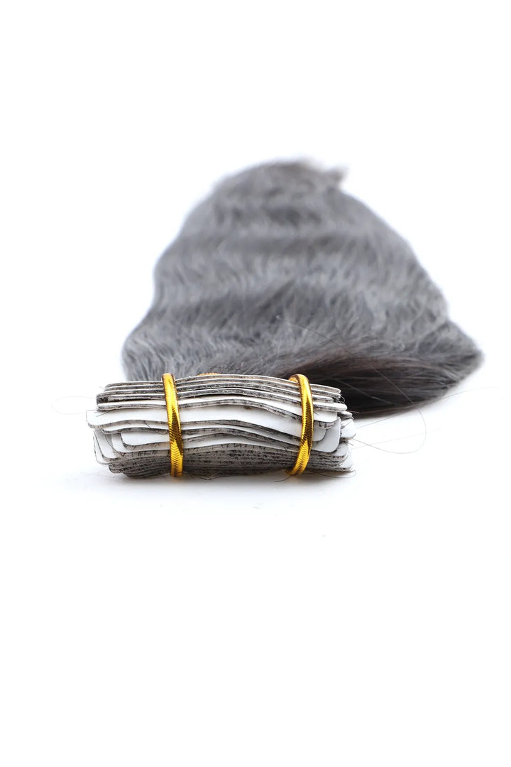 Hand Tied Tape-In Hair Extensions Straight Black Human Hair 20 Pcs