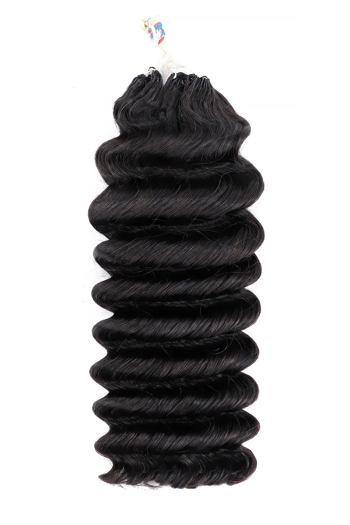 Handmade Feather Line Hair Extensions Loose Deep Wave Single-Strand with Loop