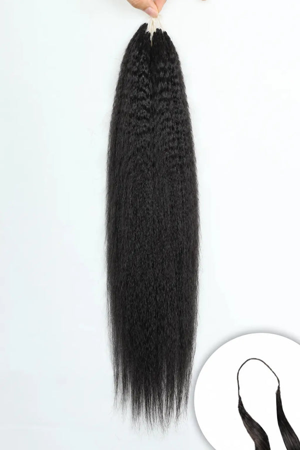Extension de cheveux humains crépus et lisses, plumes, sans trace, nanomètre