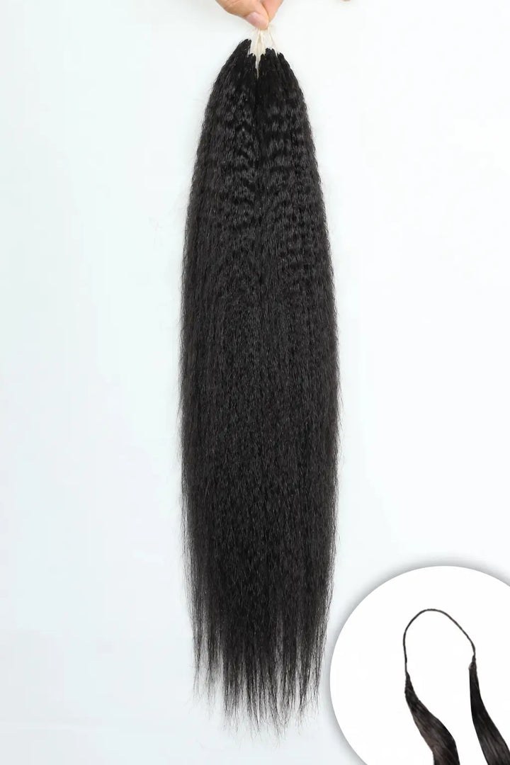 Extension de cheveux humains crépus et lisses, plumes, sans trace, nanomètre