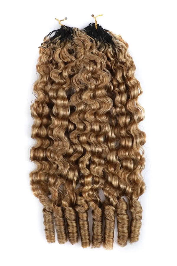 Honey Blonde #27 Burmese Curly with Spiral Curls Feather Crochet Miracle Knots Hair