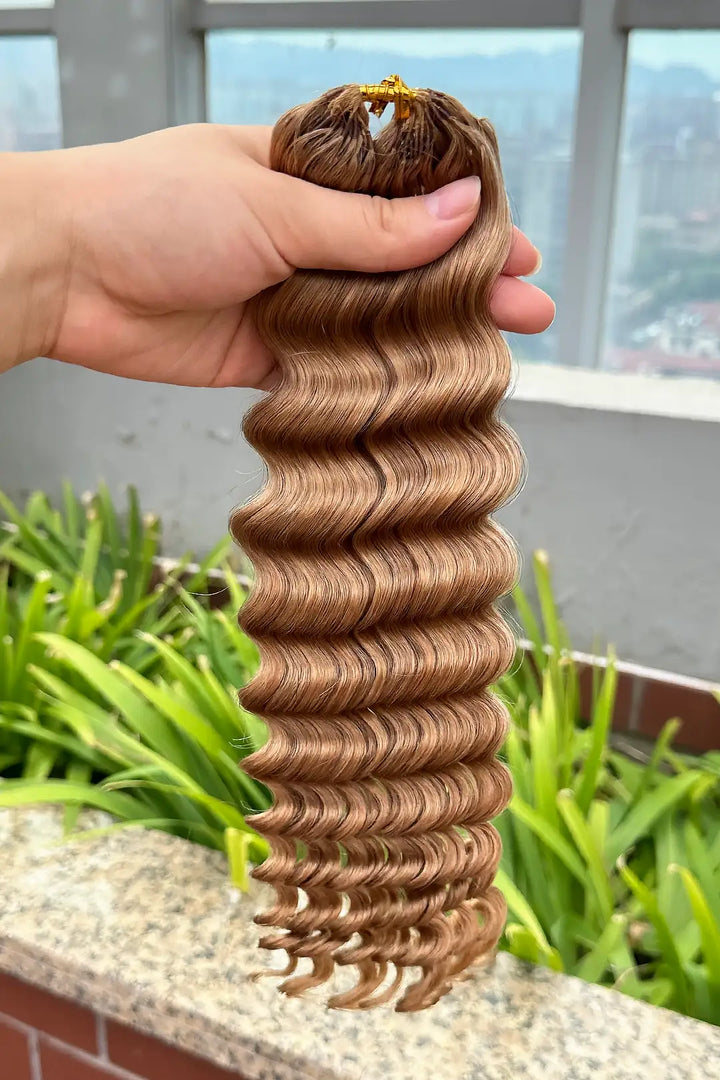 Honey Blonde #27 Deep Wave Feather Crochet Human Hair