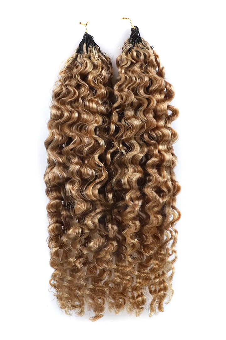 Honey Blonde #27 Water Deep Wave Feather Crochet Human Hair Extension