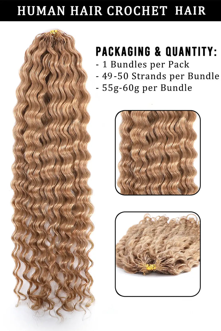 Honey Blonde #27 Water Wave Feather Crochet Human Hair