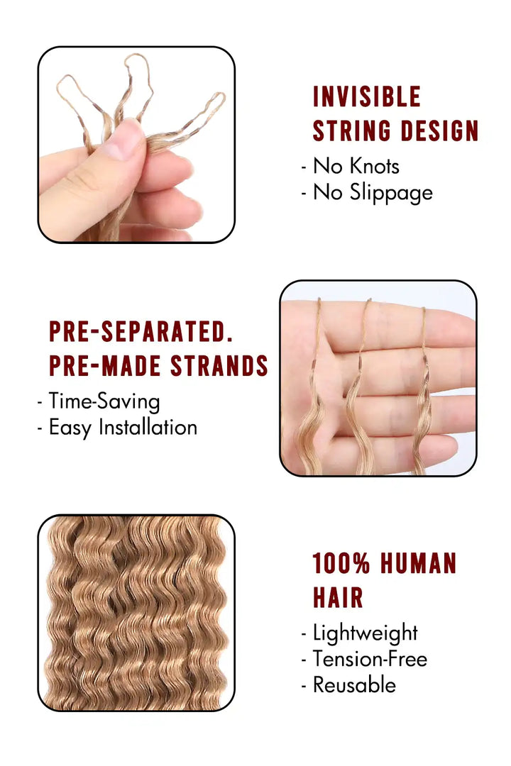 Honey Blonde #27 Water Wave Feather Crochet Human Hair