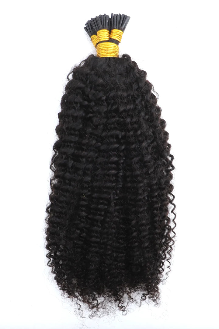 I Tip Black Hair Kinky Curly Remy Human Hair Extensions