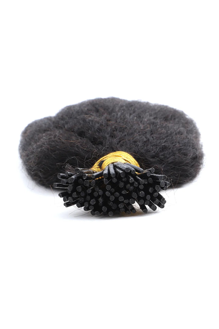 I Tip Black Hair Kinky Curly Remy Human Hair Extensions