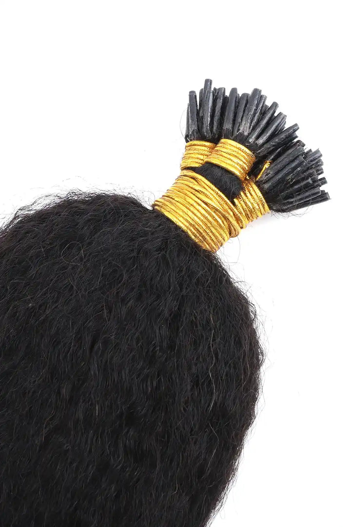 I Tip Black Hair Kinky Curly Remy Human Hair Extensions