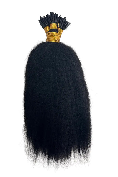 Ygwigs I Tip Black Hair Kinky Straight Remy Human Hair Extensions