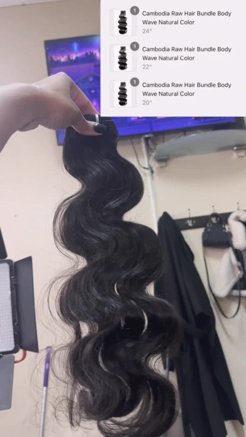 Internet Celebrity Progressive Is Showing The Cambodia Raw Hair Bundle Body Wave Natural Color Preparation Process