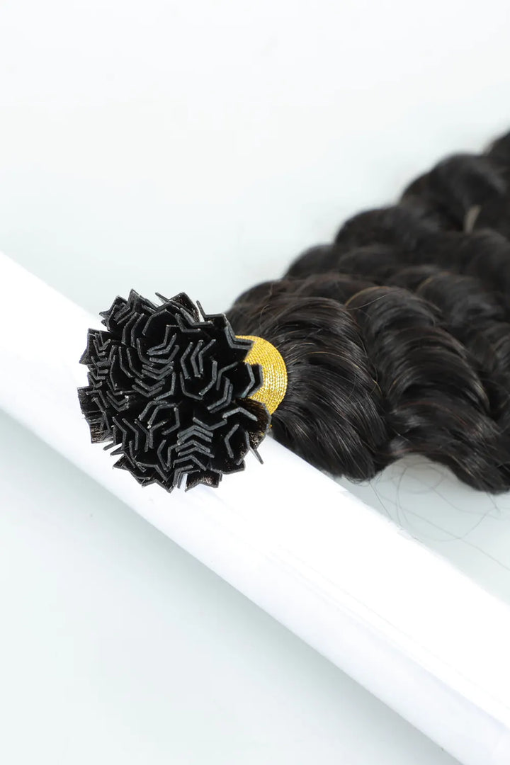 Keratin Bonded Hair Extensions Black Hair Deep Curly