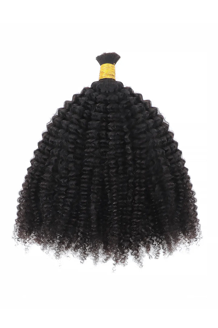 Kinky Curly Bulk Human Hair for Braiding Natural Black BU11