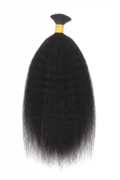 Kinky Straight Bulk Hair For Braiding Natural Black BU10