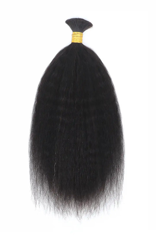 Cabello rizado liso a granel para trenzar, negro natural BU10