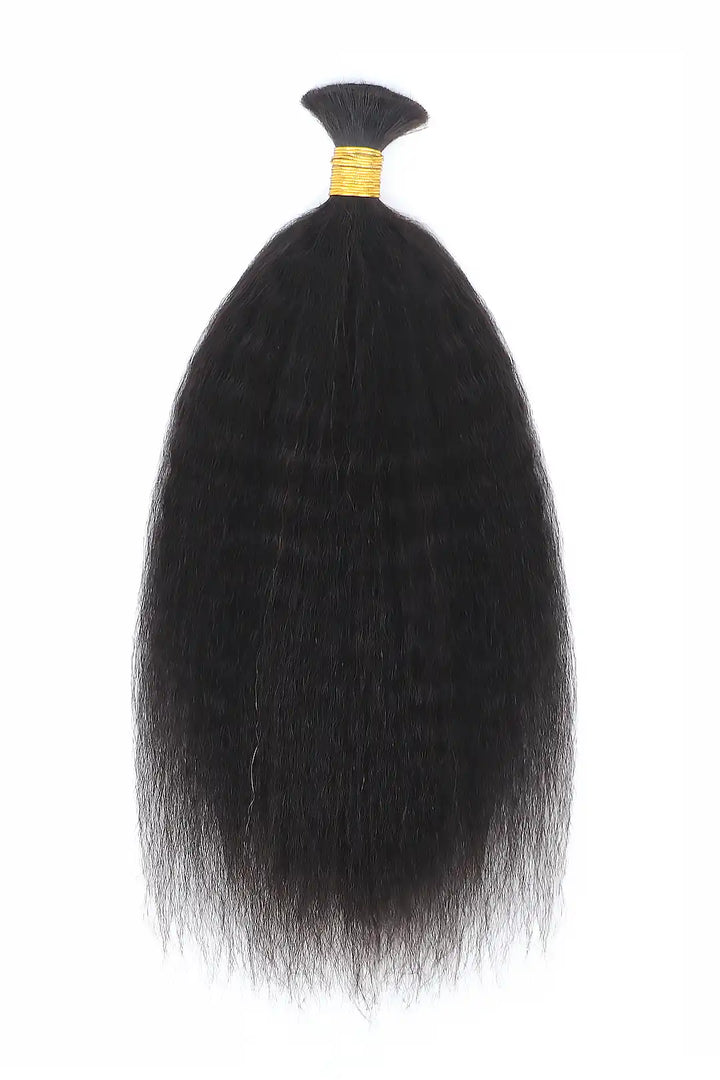 Kinky Straight Bulk Hair For Braiding Natural Black BU10