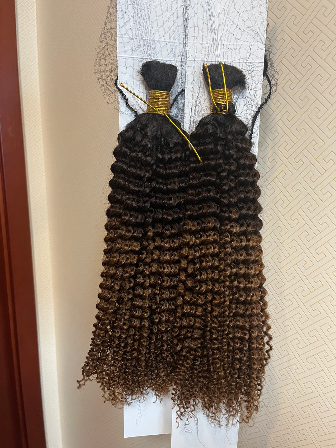 Double Drawn Curly Bulk Human Hair #1B/4/30 Color 20 Inch
