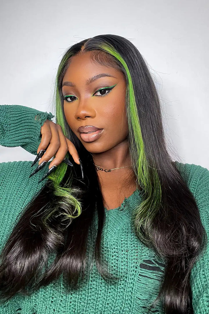 layered-wolf-cut-green-skunk-stripe-wig-internet-celebrity-photos-2