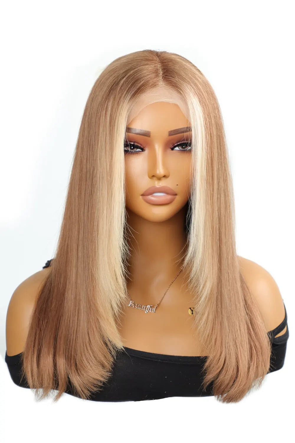 Layered Wolf Cut Skunk Stripe Wig Blonde Highlights Glueless