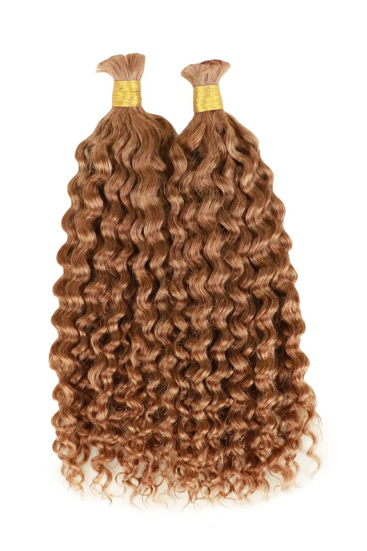 Light Auburn 30# Color Water Wave Bulk Human Hair For Braiding BU44 1