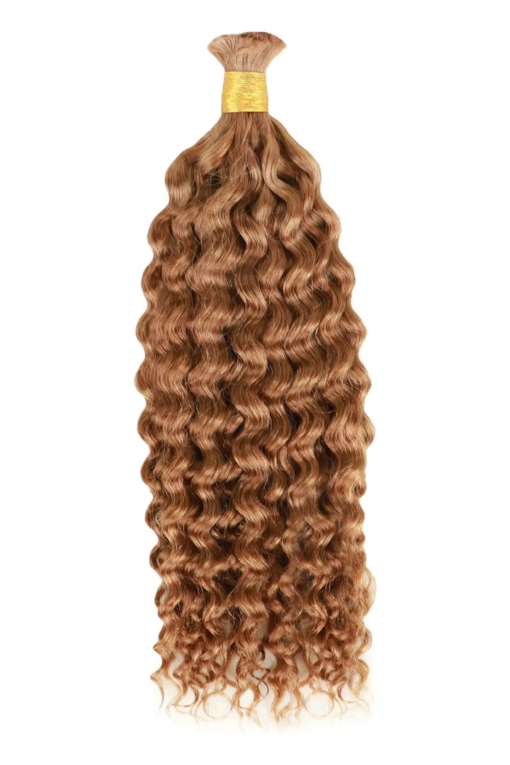 Light Auburn 30# Color Water Wave Bulk Human Hair For Braiding BU44