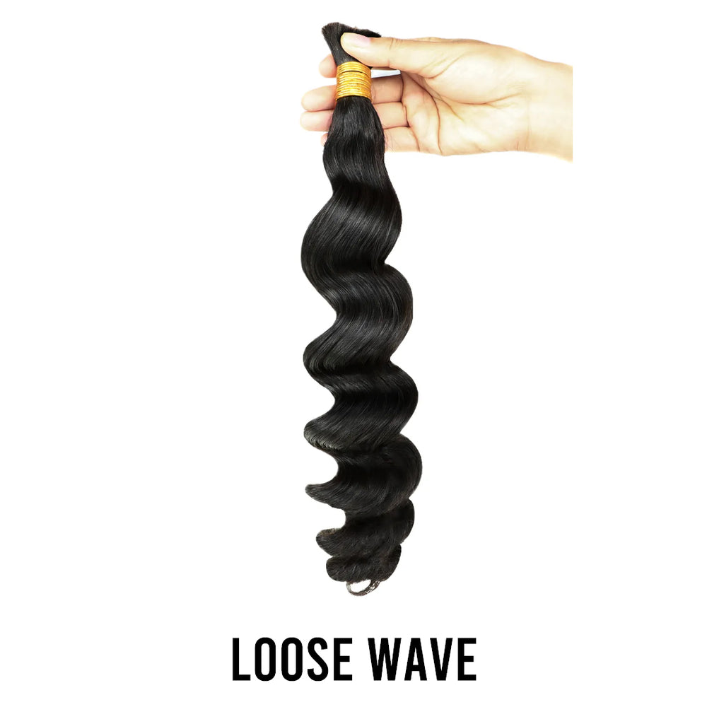 Loose Wave Bulk Hair For Braiding Natural Black BU02