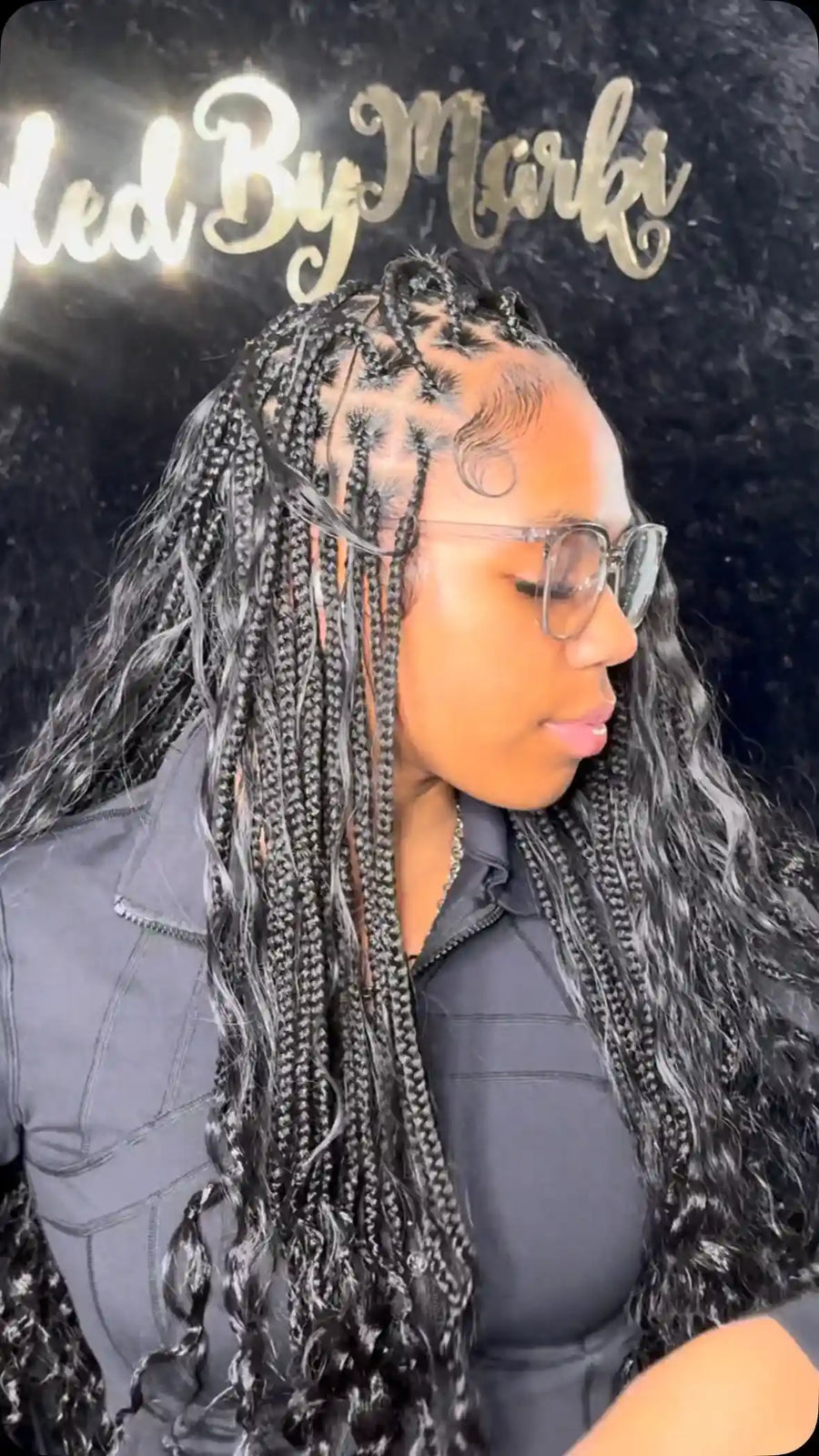 Boho Fulani braids with curly loose hair and styled baby hairs, Stylist located in New Haven, CT