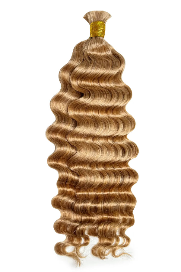 Double Drawn Medium Blonde Bulk Hair Loose Deep Wave BU38