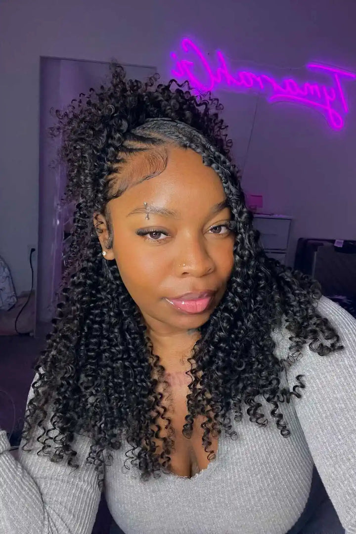 Burmese Curly with Spiral Ends Feather Crochet Hair Double Drawn FE33 60g