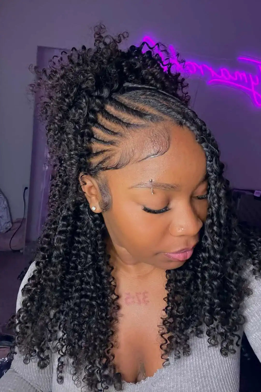 Burmese Curly with Spiral Ends Feather Crochet Hair Double Drawn FE33 60g