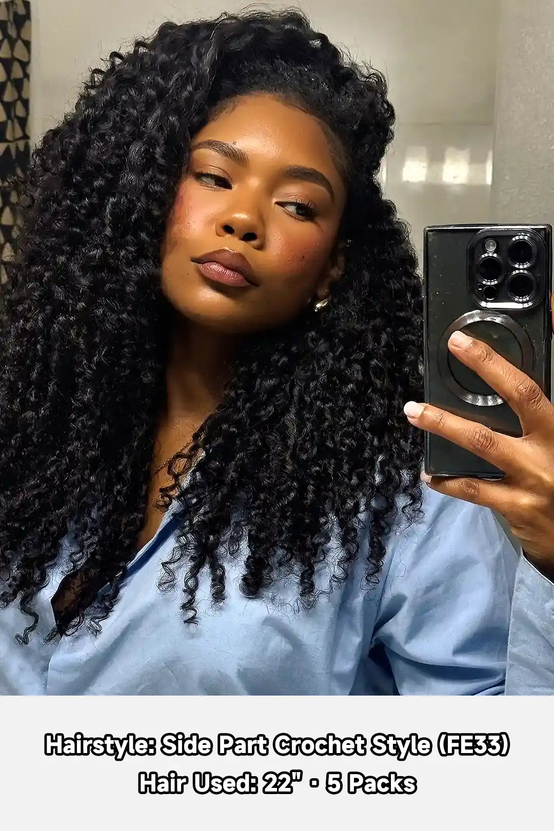 Model display of burmese curly with spiral curls feather crochet hair fe33