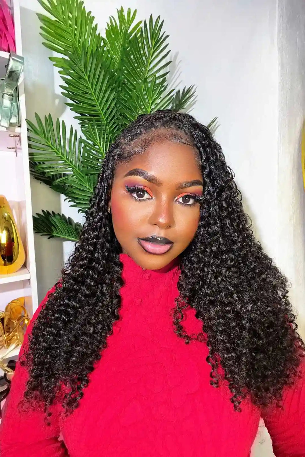 Model display picture of braiding feather crochet human hair spanish curly long cord for miracle knots